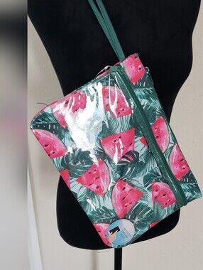 Watermelon Print Wristlet Pouch - Pink & Green With Touchscreen Pocket